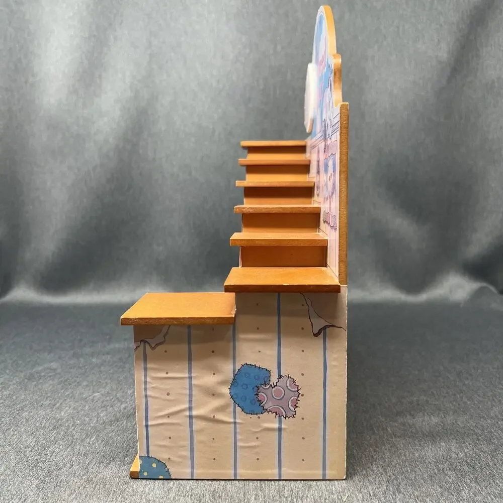 Vintage 1997 Enesco Calico Kittens A Breed Apart Wood Staircase Figurine Display
